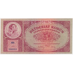 Czechoslovakia, 50 Korun 1929 - SPECIMEN