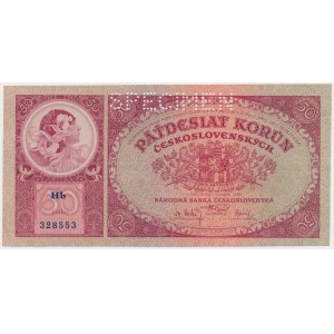 Czechosłowacja, 50 Korun 1929 - SPECIMEN
