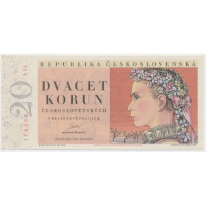 Czechosłowacja, 20 Korun 1949 - PERFORACJA