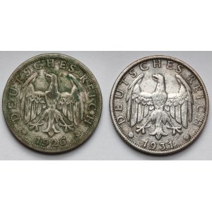 Německo, Výmar, 2 marky 1926 a 1931 - sada (2ks)