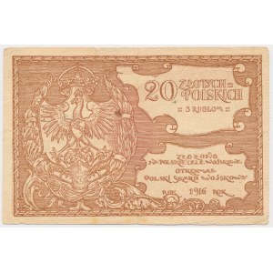 Polnischer Militärfiskus, 20 Zloty = 3 Rubel 1916