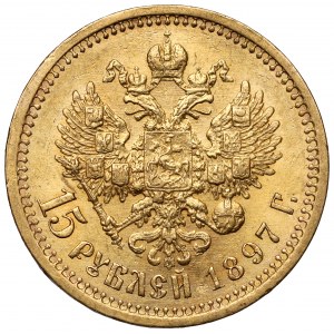 Rosja, Mikołaj II, 15 rubli 1897 AG
