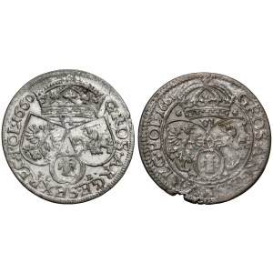 Jan II Kazimír, šestipence 1660-1661, včetně velmi vzácných (2ks)