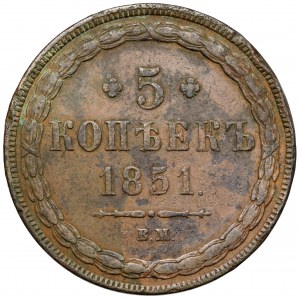 5 kopecks 1851 BM, Warsaw - very rare