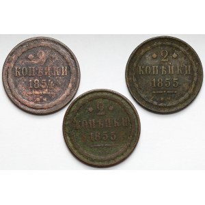 2 kopějky 1854-1855 BM, Varšava - sada (3ks)
