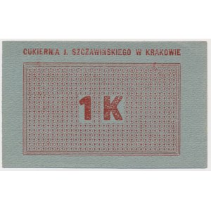 Krakov, J. SZCZAWIŃSKI cukrárna, 1 korona (1919)