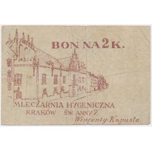 Krakow, Hygenic Dairy, 2 crowns (1919)