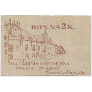 Krakov, Hygienická mlékárna, 2 koruny (1919)