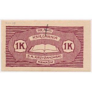 Krakov, S.A. Knihkupectví. Krzyżanowski, 1 korona (1920)