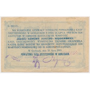 Gorlice, District Savings Bank, 1 crown 1920