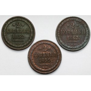 2 kopějky 1852-1863 BM, Varšava - sada (3ks)