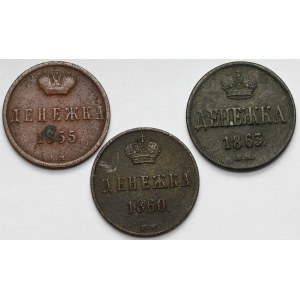 Dienieżka 1855-1863 BM, Warszawa - zestaw (3szt)