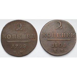 Russia, Paul I, 2 kopecks 1798-1801 - set (2pcs)