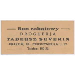 Kraków, Droguerja Tadeusz Severin - bon rabatowy