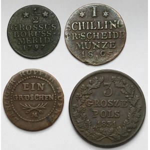 Powstanie Listopadowe, Gdańsk i Prusy - zestaw monet miedzianych (4szt)