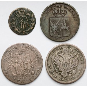 Rozdělení a povstání, 1/2 - 3 haléře a 2 zlaté 1797-1831 - sada (4ks)