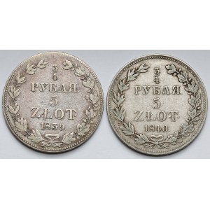 3/4 rublu = 5 zlotých 1839-1840 MW, Varšava - sada (2ks)