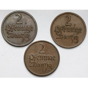 Danzig, 2 fenigs 1923-1937 - set (3pcs)
