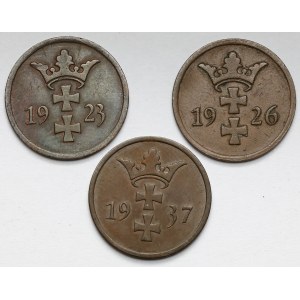 Danzig, 2 fenigs 1923-1937 - set (3pcs)