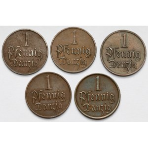 Danzig, Fenig 1923-1937 nice - set (5pcs)