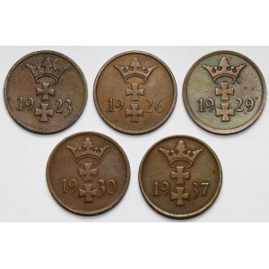 Danzig, Fenig 1923-1937 nice - set (5pcs)