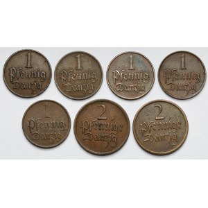 Danzig, 1-2 fenigs 1923-1937 - set (7pcs)