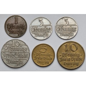 Danzig, 1-10 fenigs 1923-1932 - set (6pcs)