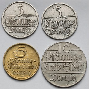 Danzig, 5-10 fenigs 1923-1932 - set (4pcs)