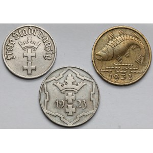 Danzig, 10 fenigov a 1/2 gulden 1923-1932 - sada (3ks)