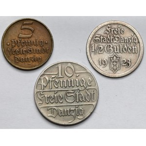 Danzig, 5-10 fenig and 1/2 guilder 1923-1932 - set (3pcs)