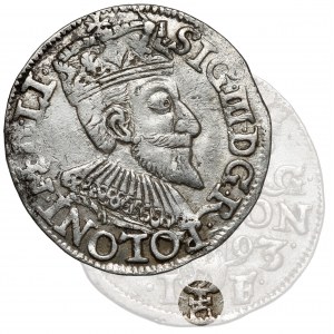 Sigismund III Vasa, Trojak Olkusz 1593 - sign under Lewart