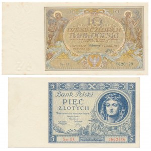 Satz von 10 Gold 1929 und 5 Gold 1930 (2 St.)