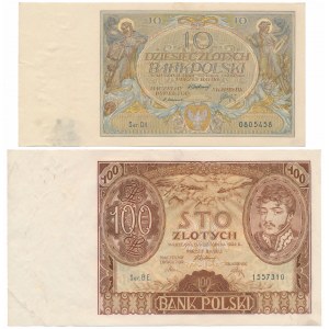 Zestaw 10 złotych 1929 i 100 złotych 1934 (2szt)