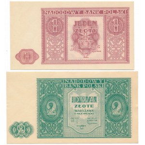 1 und 2 Gold 1946 - Satz (2 Stück)