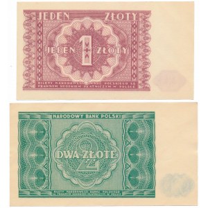 1 and 2 gold 1946 - set (2pcs)