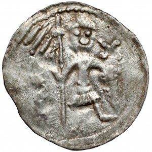 Boleslaw IV the Curly, Denarius - Two behind the table - ★ - ✚