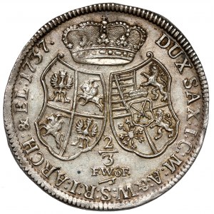 August III Sas, Gulden (2/3 Taler) 1737 FWóF, Dresden