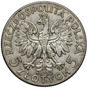 Głowa Kobiety 5 złotych 1932 ze znakiem, Warszawa - rzadkie