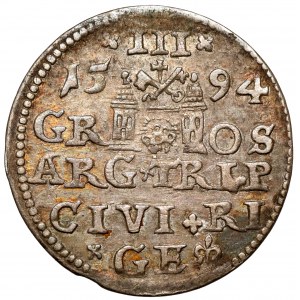 Zygmunt III Waza, Trojak Ryga 1594 - LIV - wczesny