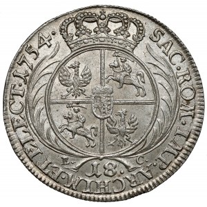 August III Sas, Ort Leipzig 1754 EC - narrow head