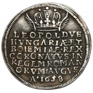 Rakúsko, Leopold I., korunovačný žetón 1658 (ø29 mm) - pre cisára Svätej ríše rímskej