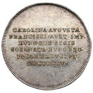 Rakúsko, František II., korunovačný žetón 1825 (ø25 mm) - Karolína Augusta, uhorská kráľovná