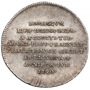 Rakousko, Leopold II, žeton 1790 (ø20mm) - hold v Tyrolsku