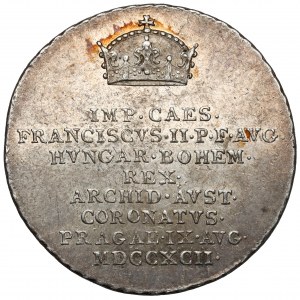 Rakúsko, František II., korunovačný žetón 1792 (ø24 mm) - pre českého kráľa