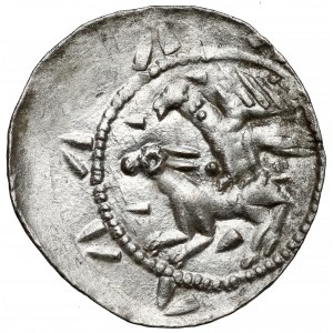 Ladislaus II the Exile, Denarius - Eagle and Hare - wedges / star