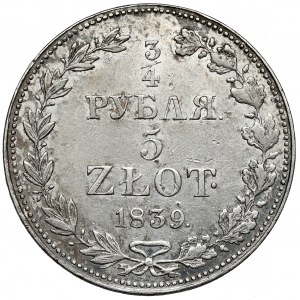 3/4 ruble = 5 zlotys 1839 MW, Warsaw