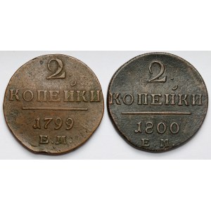 Russia, Paul I, 2 kopecks 1799-1800 - set (2pcs)