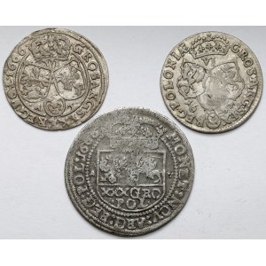 Jan II Kazimír - Jan III Sobieski, Šestipence a Tymf - sada (3ks)