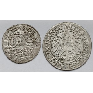 Zygmunt I Stary i Prusy lenne (2szt) - Szeląg 1529 i Grosz 1538