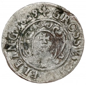 Gustav II. Adolf, Pfennig Elbląg 1629 - volles Datum